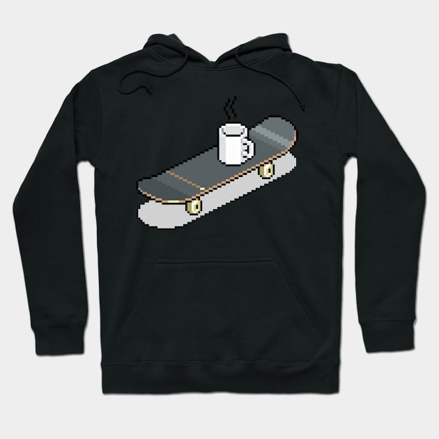 Retro 8 bit skateboard and cup Hoodie by AdiDsgn